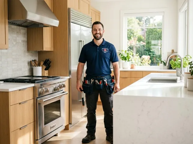 Appliance Repair Hero technician in a Birmingham, AL kitchen after an appliance repair